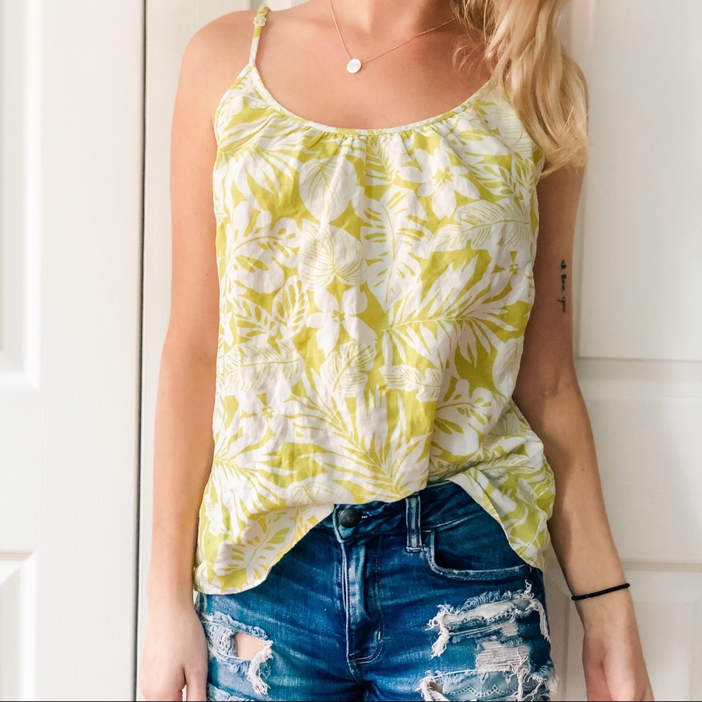 Chartreuse Floral Tank